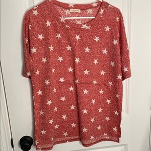 Heathered Red Star Patriotic Print Women's Top